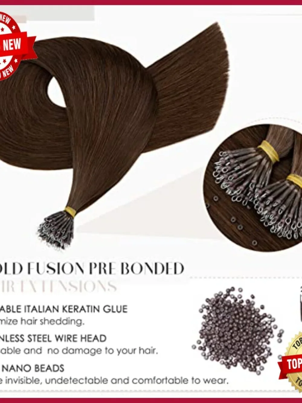 24 Inch Human Hair Extensions Nano Bead Pre Bonded 50g Pack